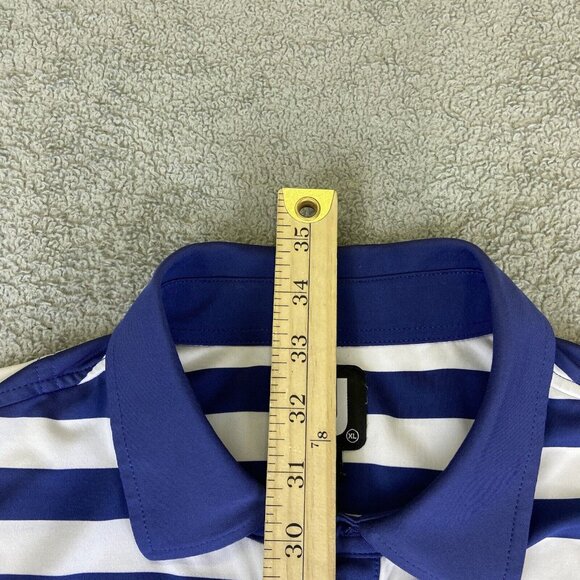FootJoy Polo Shirt Mens‎ XL Blue White Lime Green Stripe Golf Embroidered - Picture 8 of 11